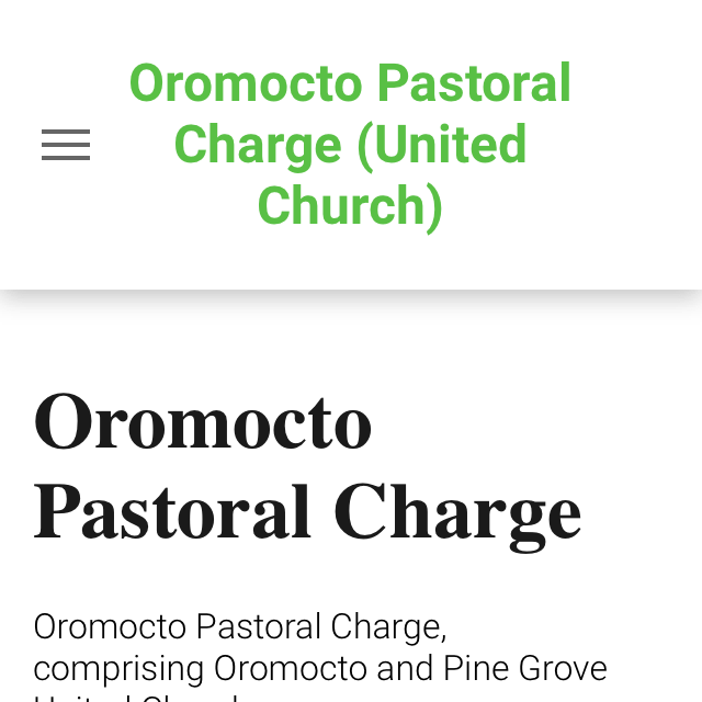 Screenshot of Oromocto Pastoral Charge website