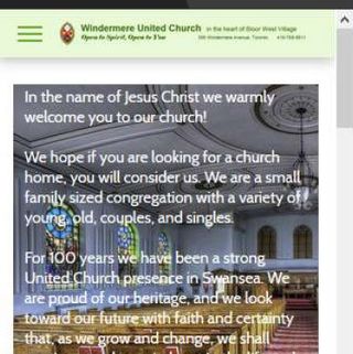 Screenshot of Windermere United Church website