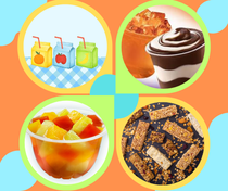 images of juice boxes, individual pudding & jello cups, individual fruit cup and granola bars, all of which The Episcopal Church of the Messiah is collecting during the month of August to donate to the Children's Hunger Initiative Program of Community Kitchen.