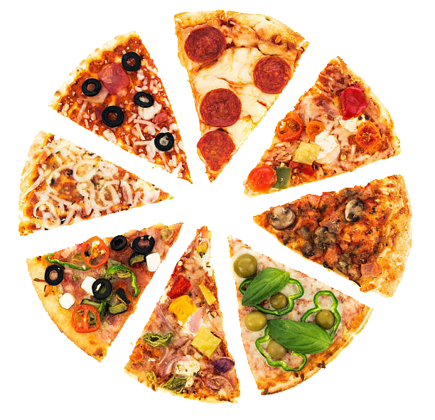 A pizza with tomatoes , peppers , olives , mushrooms and cheese has been cut into slices.