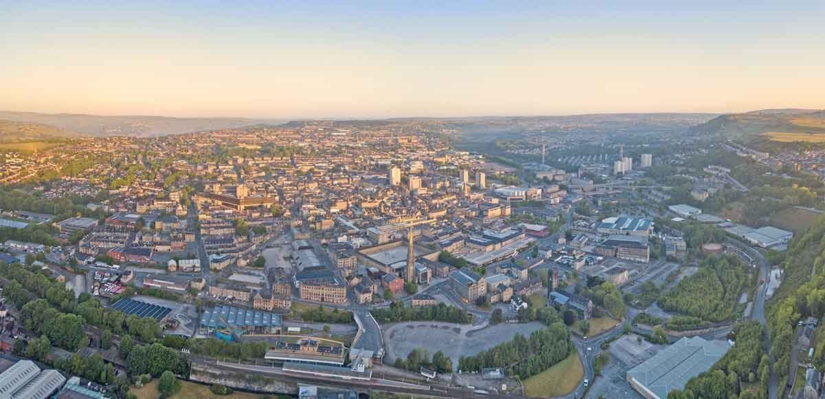 Aerial view of Halifax Calderdale West Yorkshire
