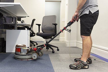 Cleaning office carpet tiles with Dry Fusion machine