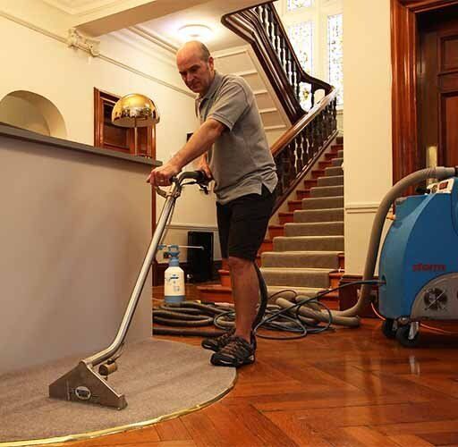 Hot water extraction carpet cleaning in office reception