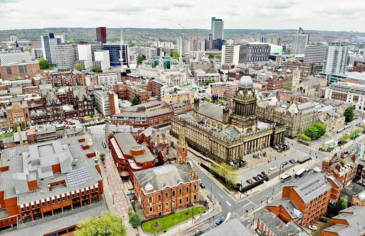 Leeds city centre aerial view