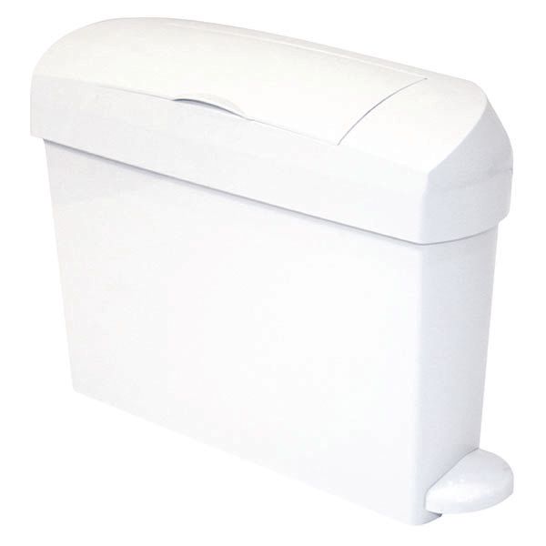 Small pedal operated sanitary bin white