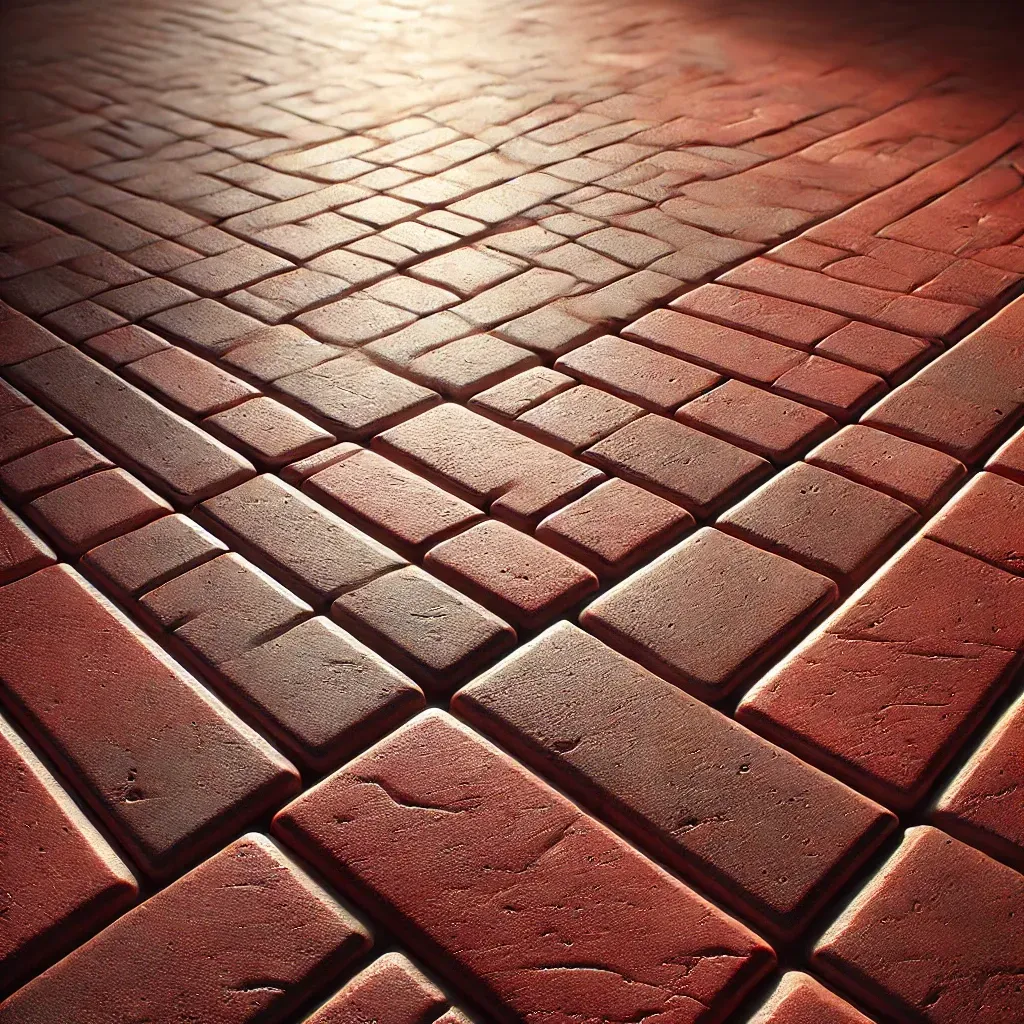 A close up of a brick floor with a diagonal pattern