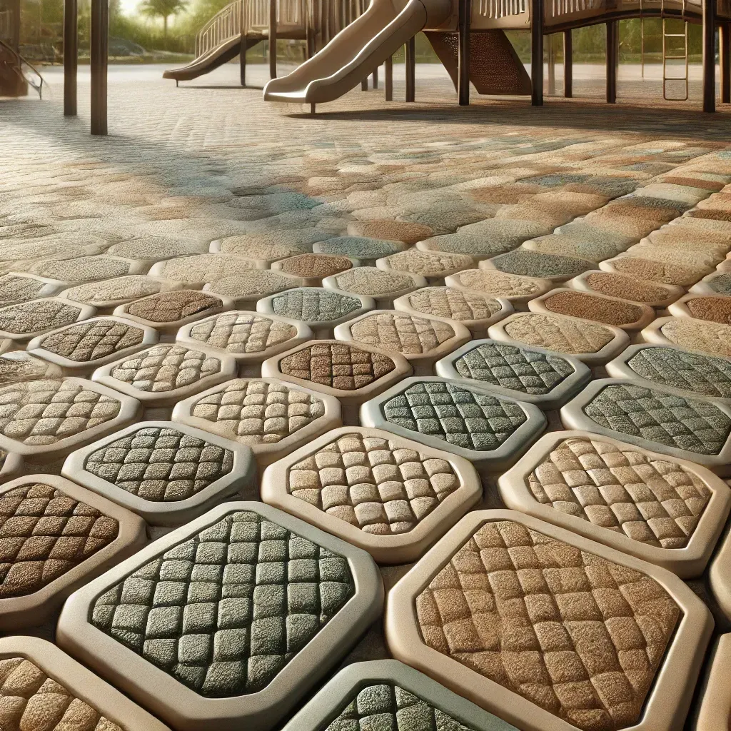 There are many different types of stone tiles on the floor.