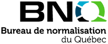 Le logo du bureau de normalisation du québec est noir et vert.