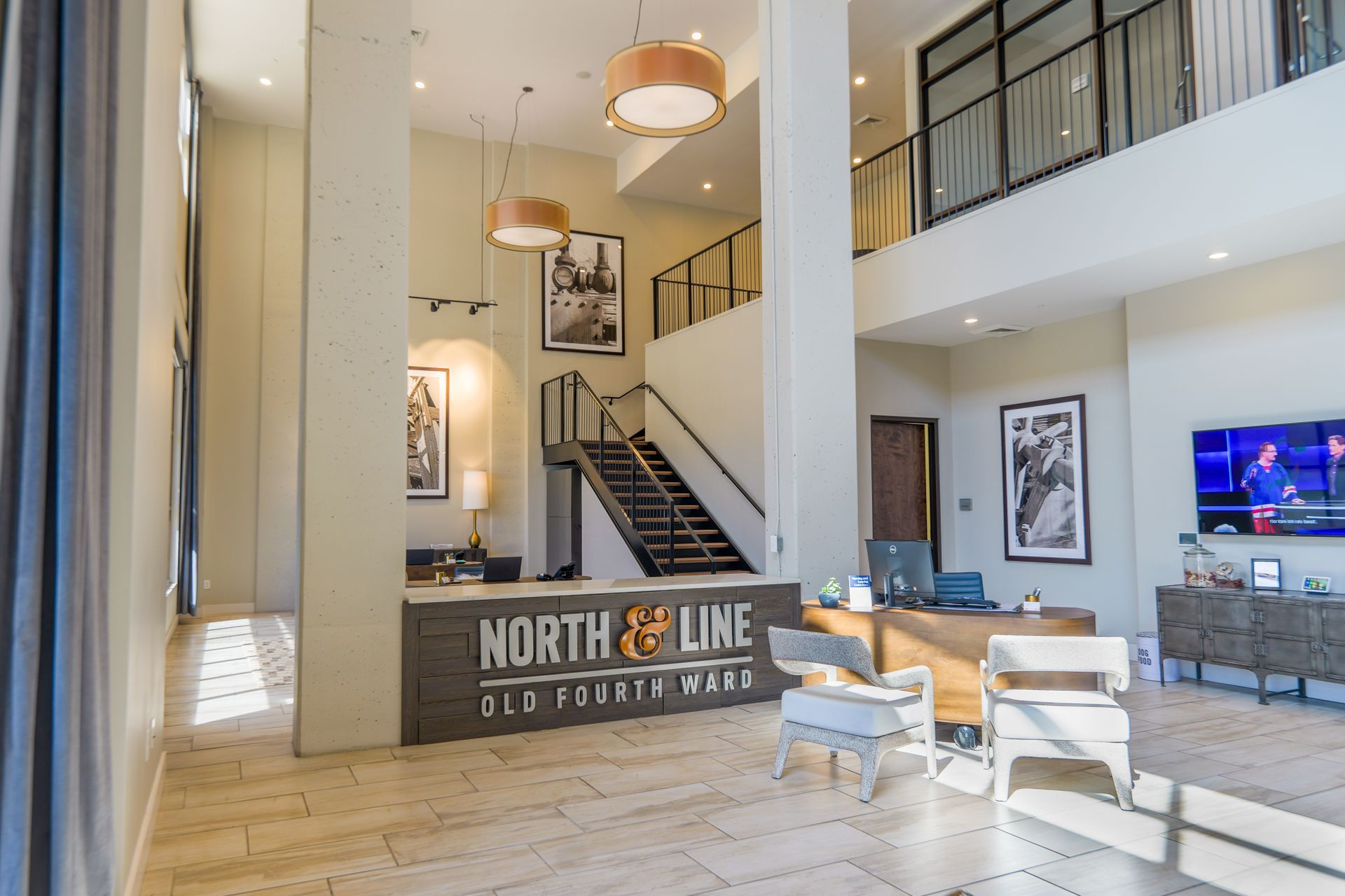 Front desk at North and Line in Atlanta, GA.