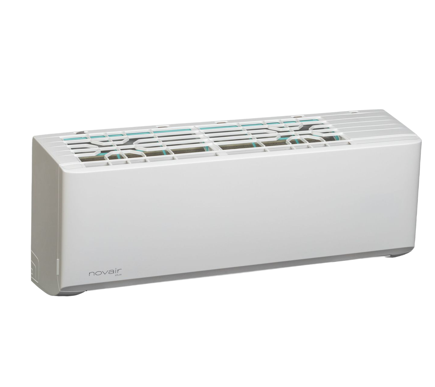 Purificateur d'air rectangulaire blanc avec un dessus ajouré.