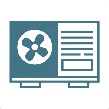 Unit&eacute; de climatisation turquoise avec ventilateur et bouches d'a&eacute;ration.