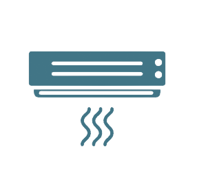 Le climatiseur souffle de l'air frais.