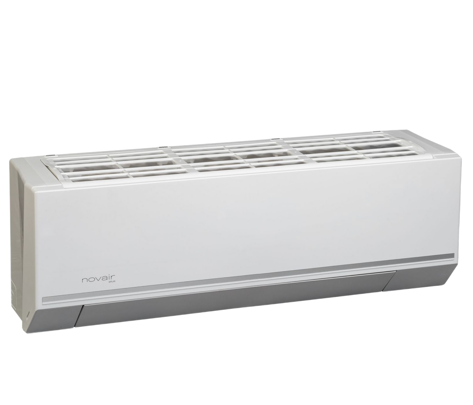 Climatiseur mural rectangulaire blanc, sans conduit, de type mini-split.