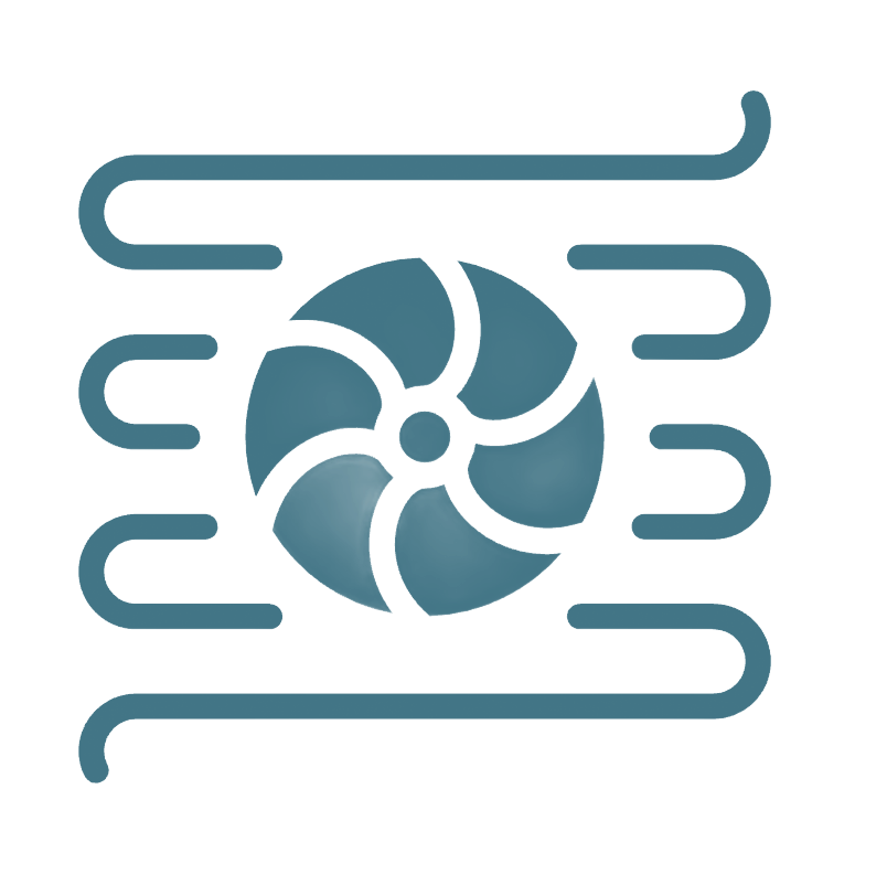 Ic&ocirc;ne d'un ventilateur aux lignes courbes, repr&eacute;sentant probablement un climatiseur.