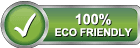 A green button that says `` 100 % eco friendly '' with a check mark.