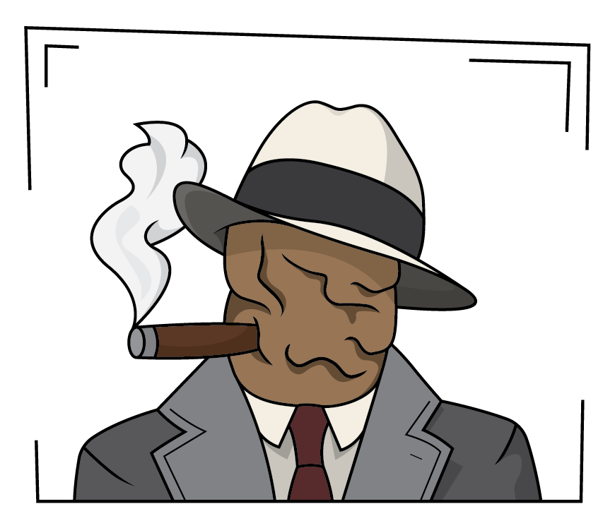 Al Capoon Poo, based on Al Capone. Chicago gangster poo wearing a suit and smoking a cigar