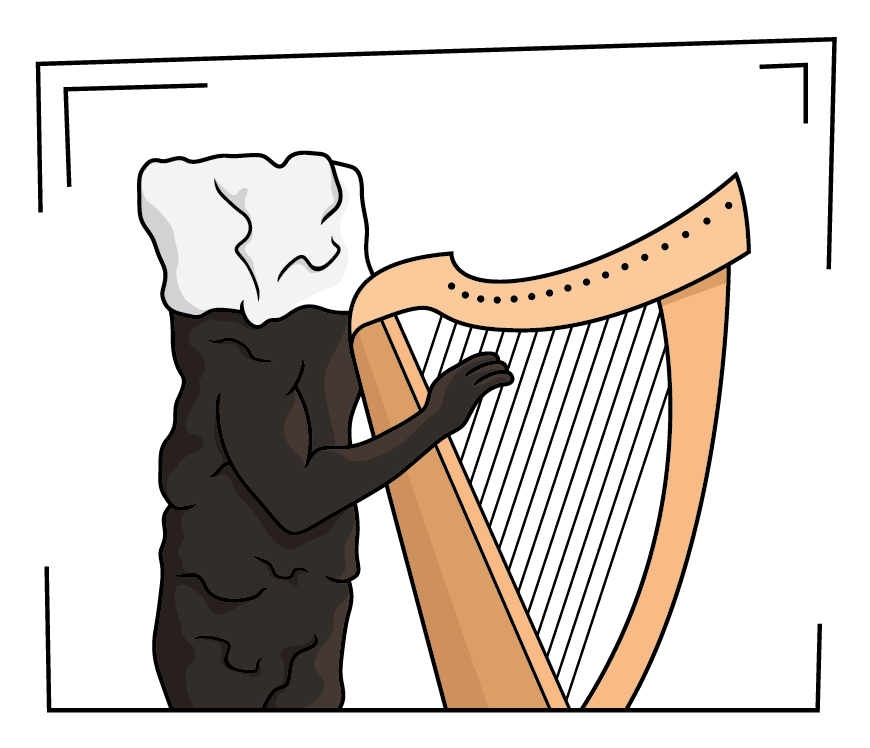The Stout Poo, Irish poo playing a harp