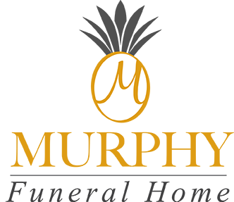 Logo for Murphy Funeral Home: a gold pineapple with a cursive