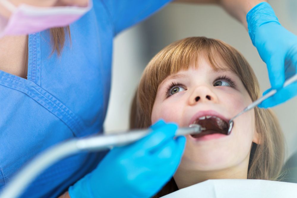 A Little Girl is Getting Her Teeth Examined by a Dentist — Coronation House Dentist in Nambour, QLD