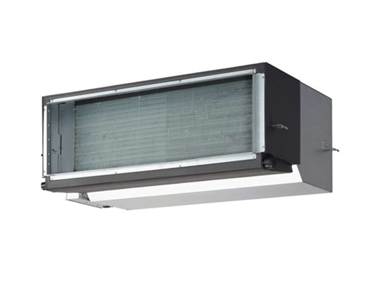 A picture of a ceiling mounted air conditioner on a white background.