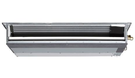 A picture of a ductless air conditioner on a white background.