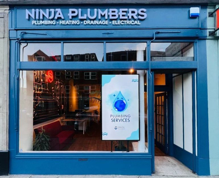 A store front for ninja plumbers plumbing heating drainage and electrical