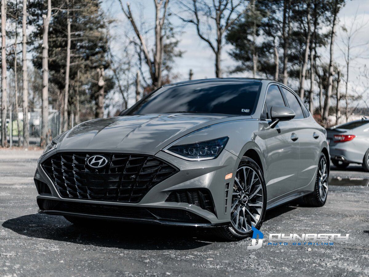 Paint Protection Film - A gray Hyundai Sonata is parked in a parking lot.