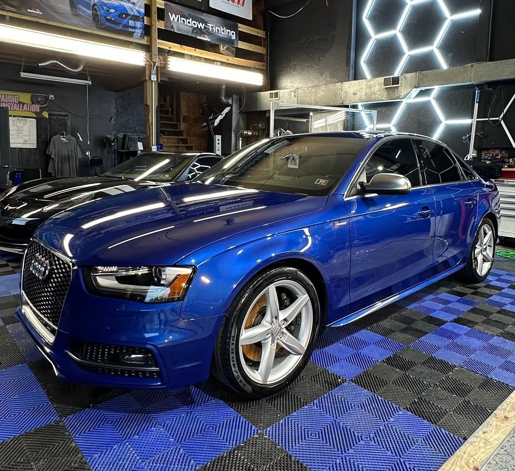 PPF installation on Blue car