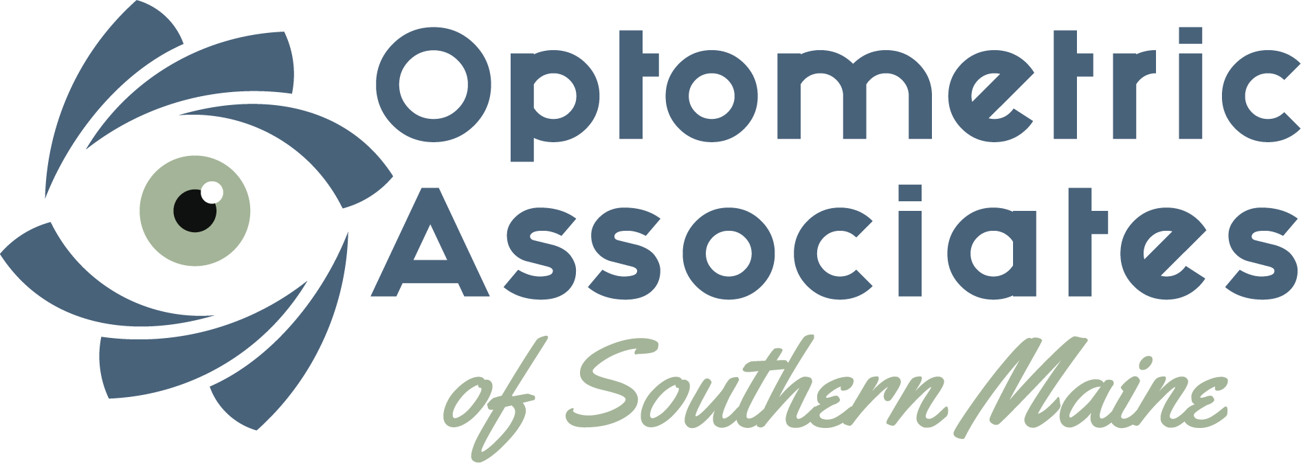 Logo for Optometric Associates of Southern Maine, featuring an eye and text.