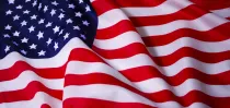 American flag, red and white stripes with blue field of stars.