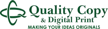 Green logo for Quality Copy & Digital Print. Includes a stylized