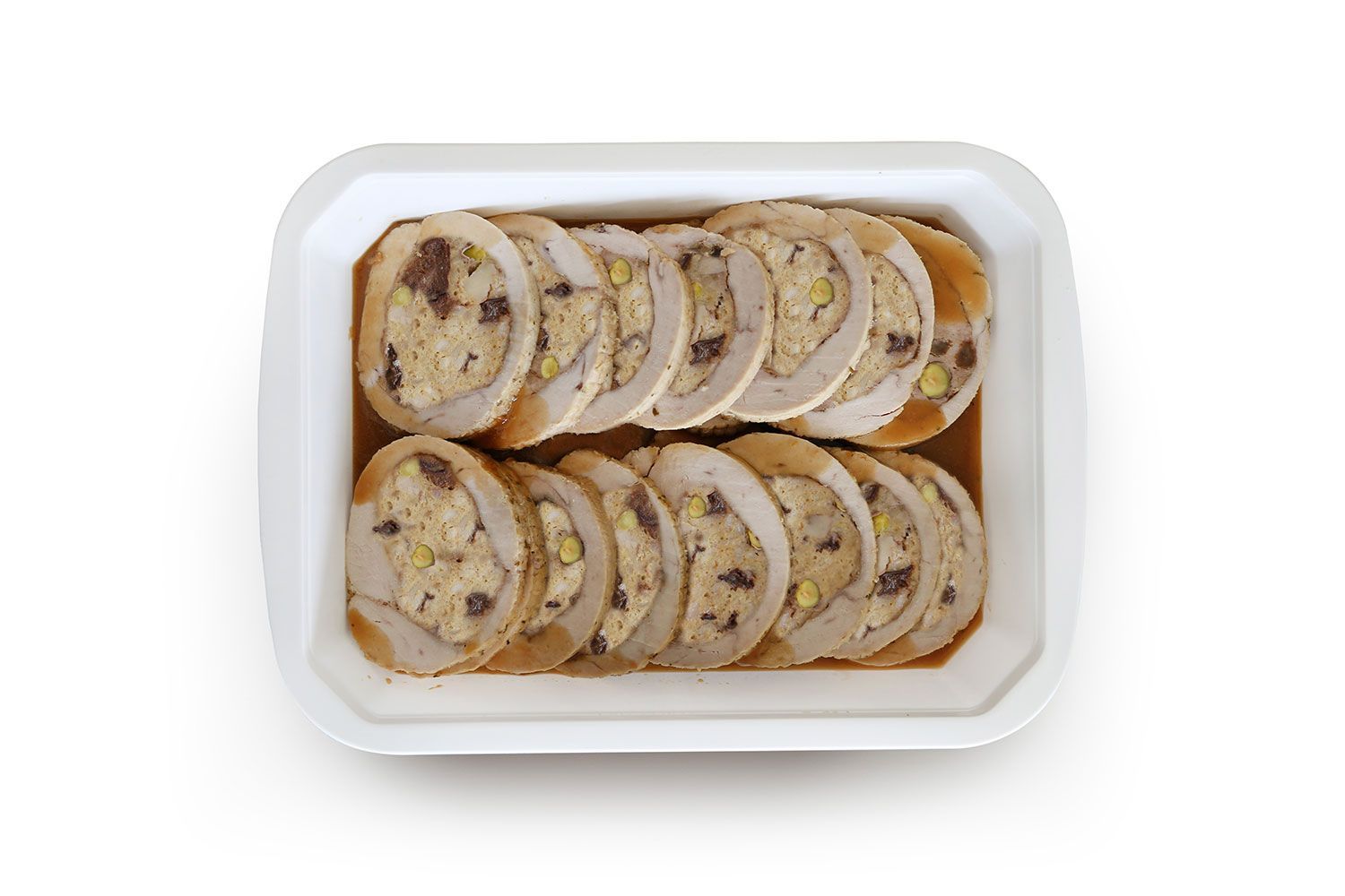 Tacchinella ripiena con prugne, castagne e pistacchi