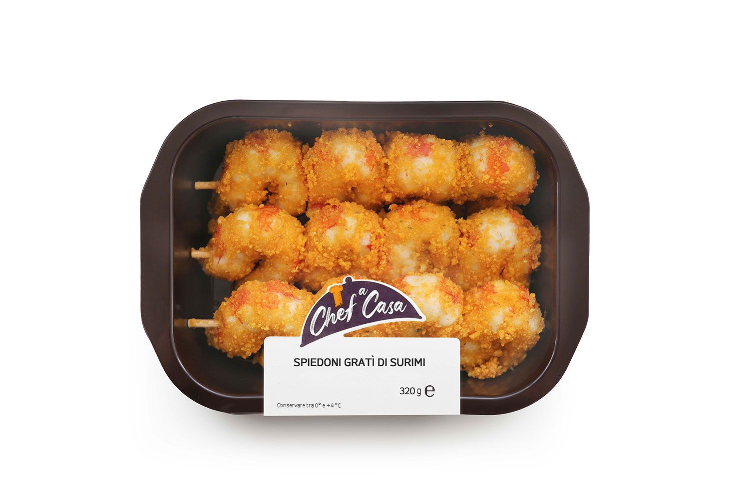 Spiedoni gratinati di surimi