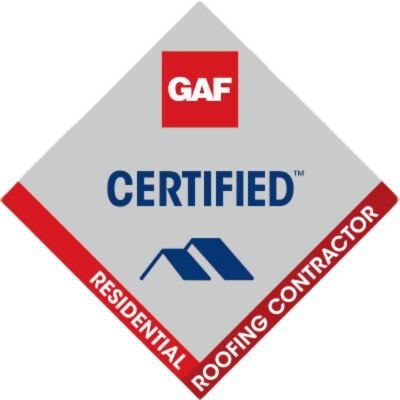 A sign that says gaf certified residential roofing contractor