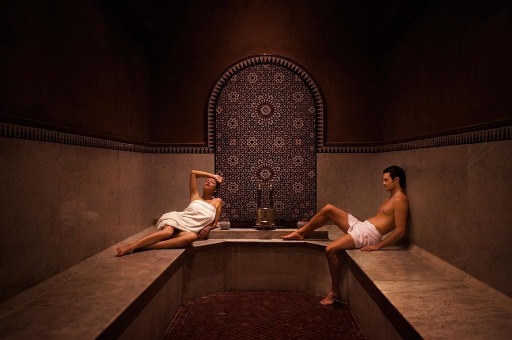 Relaxing in a traditional Moroccan Hammam with black soap and exfoliation