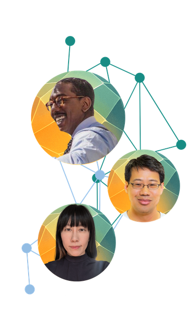 Photos of Engageworks founders Jason Rodrigues, Lara Lam, and John Oh, creators of the GTM execution engine.