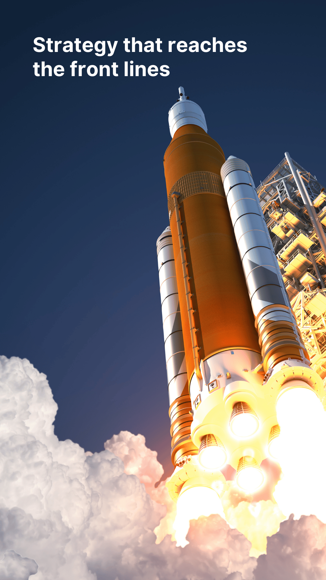 Rocket lifting off — symbolizing GTM strategy delivered to the front lines.