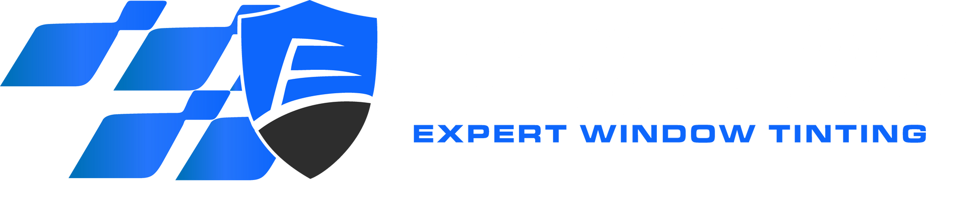 Logo for Expert Window Tinting, featuring a blue and black emblem and text.
