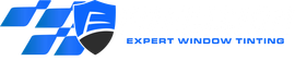 Logo with blue, geometric shapes and the text