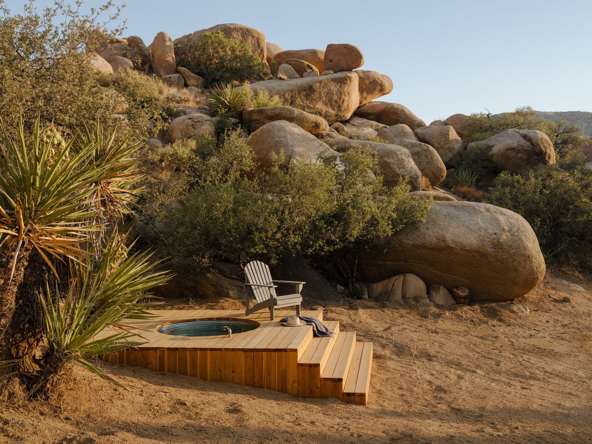 Outdoor spa for a home in Pioneertown designed by Dakota DesignWorks