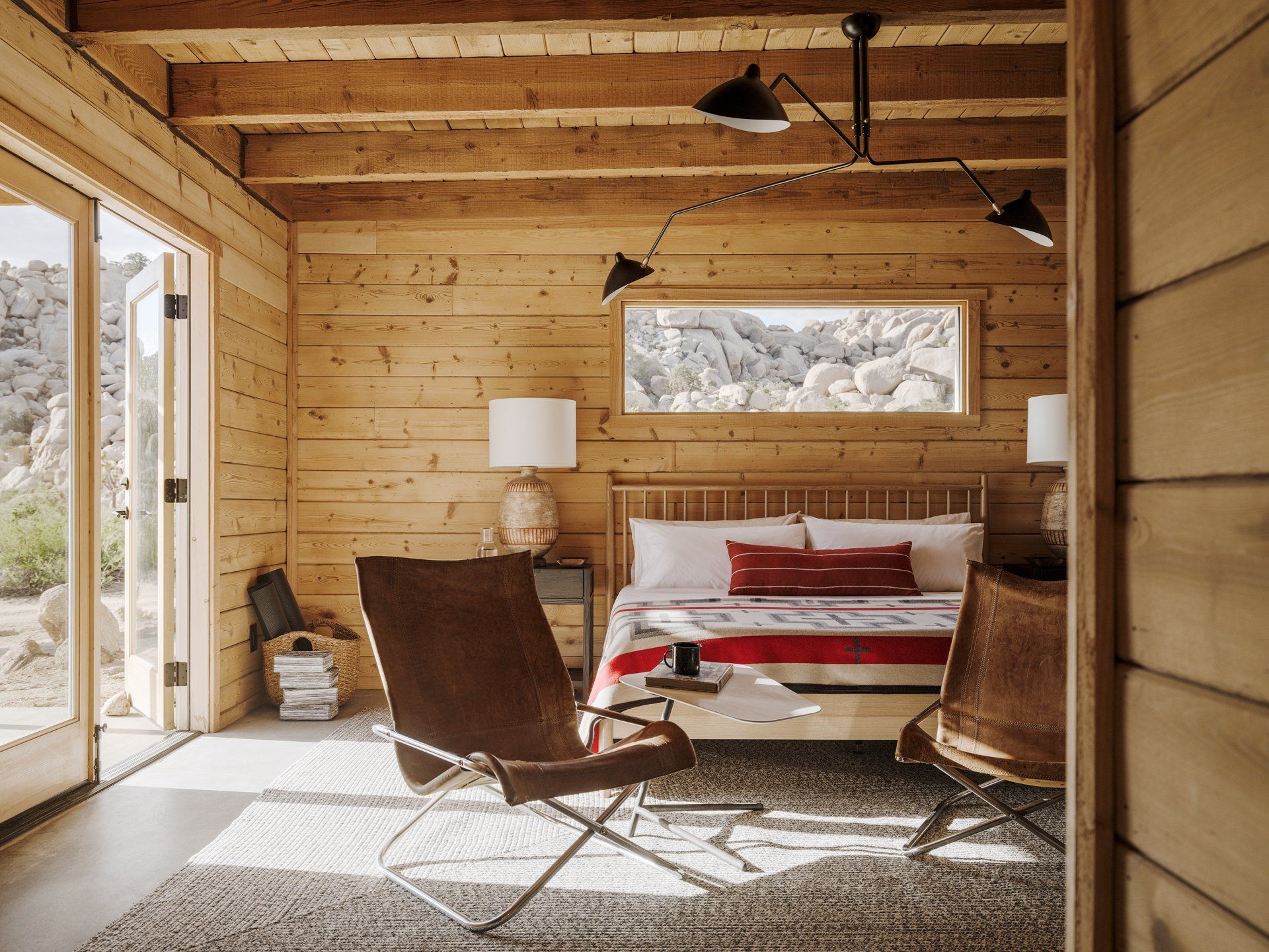Bedroom in a home in Pioneertown designed by Dakota DesignWorks