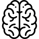 Brain icon, black outline.