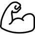Flexed arm, bicep visible, symbolizing strength.