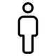 Person icon, simple outline.