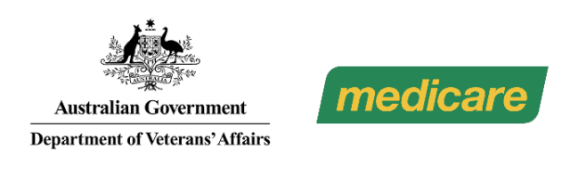 australian government department of veterans affairs and medicare logo