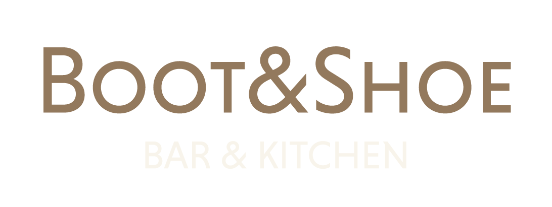 Boot & Shoe Bar & Kitchen logo in brown text.
