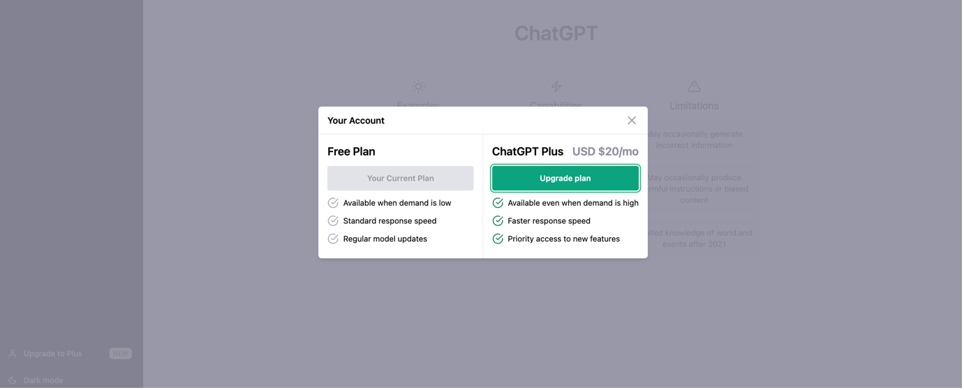 ChatGPT subscriptions