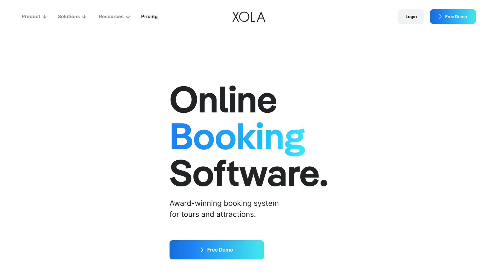 Xola homepage: Online Booking Software.
