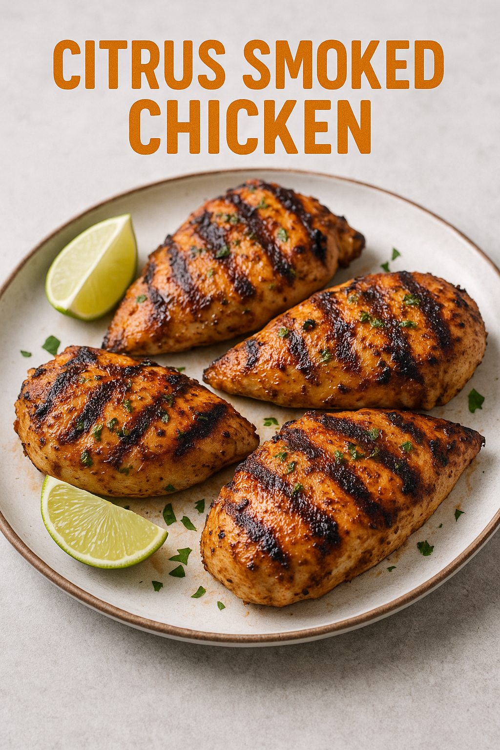 A plate of citrus glazed chicken with candy 's mosaic whimsy.