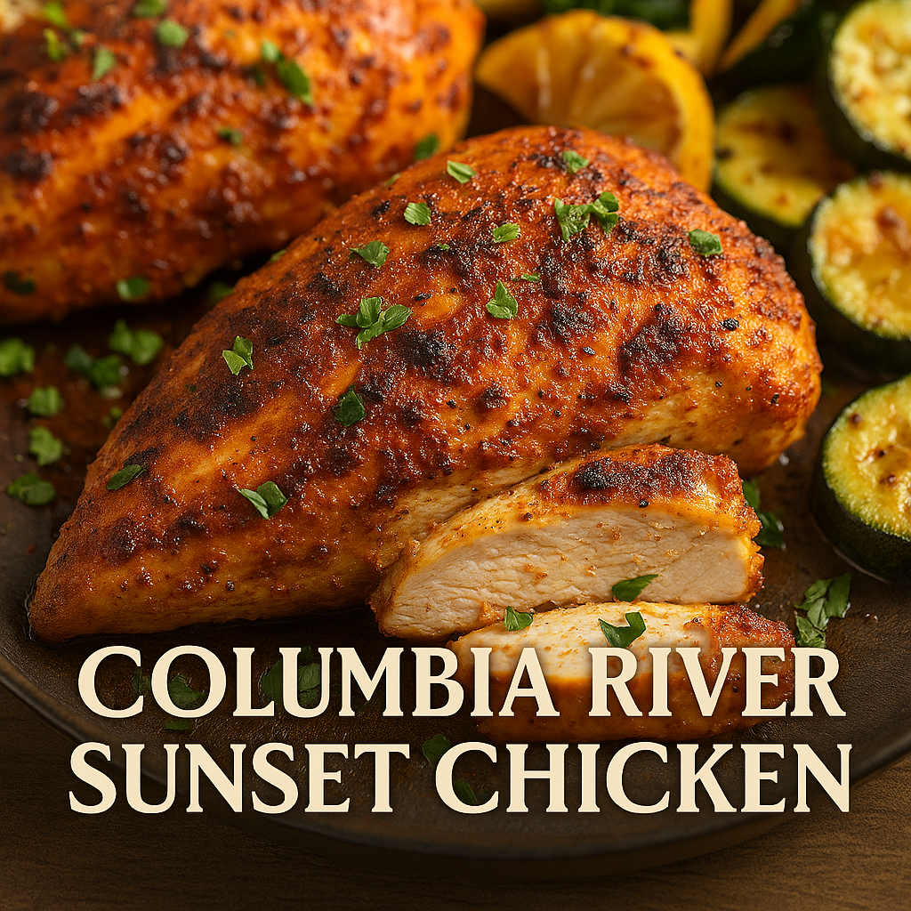 A plate of citrus glazed chicken with candy 's mosaic whimsy.